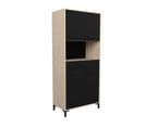 Buffet De Cuisine Factory - Décor Chêne Et Noir - 2 Portes + 1 Tiroir - L 80 X P 43,3 X H 185 Cm