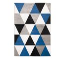 Tapis Toucher Laineux Motif Triangles Bleu 150x220 - Geo Scandi