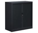 Armoire De Bureau Portes à Rideaux 2 Étagères Anthracite