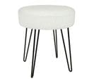 Tabouret Bouclette Blanc Pieds Métal Ostaria - Blanc