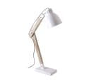 Lampe De Bureau En Métal Blanc Et Bois