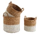 Cache-pots En Jonc De Mer Naturel Et Blanc (lot De 3)