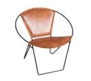 Fauteuil Rond En Cuir De Chèvre Marron Et Métal