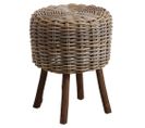 Tabouret Bas En Poelet Gris Et Bois