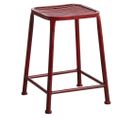 Tabouret Carré En Métal Gris Rouge