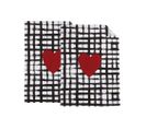 Torchon De Cuisine En Coton (lot De 2) Coeur Noir Blanc Rouge