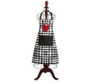 Tablier De Cuisine En Coton Coeur Noir Blanc Rouge