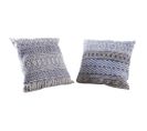 Coussin Bleu Et Blanc En Coton (lot De 2) 50 X 50 Cm