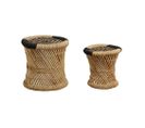 Tabourets En Roseau (lot De 2) Motif Noir