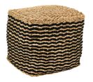 Pouf Carré En Jonc Naturel Et Noir