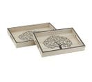 Plateaux Rectangulaires En Bois Naturel Arbre De Vie (lot De 2)