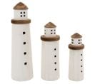 Phares En Bois Naturel Et Blanc (lot De 3)