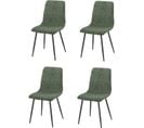 Lot De 4 Chaises Bobby Pieds Métal Noir Assise Velours Côtelé Vert Kaki