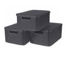 Boîtes De Rangement Style Avec Couvercle 3 PCs M Anthracite