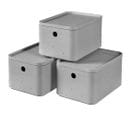 Set De Boîtes De Rangement 3 PCs Avec Couvercle S Gris Clair