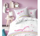 Parure De Lit Imprimée 100% Coton, Licorne 140x200+63x63cm