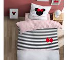 Parure De Lit Imprimée 100% Coton, Disney Home Minnie Stripes 140x200+63x63cm