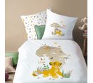 Parure De Lit Imprimée 100% Coton, Disney Home Le Roi Lion Lion Brousse 140x200+63x63cm