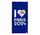 Drap De Plage Imprimé 100% Coton, Paris 2024 Jeux Olympiques Coeur 85x170cm