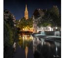 Tableau Sur Toile Vue Quai Strasbourg De Nuit 45x45 Cm