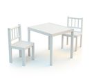 Ensemble 1 Table + 2 Chaises Enfant En Bois Blanc