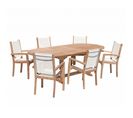 Harris - Salon De Jardin En Bois Teck 8/10 Pers. - 1 Table Ovale Extensible 180*240/100cm Et 6 Faut