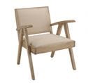 Eris - Fauteuil En Mindi, Assise En Tissu Beige Texturé