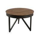 Alida - Table Basse Ronde D'appoint 50x50cm Plateau Teck Recyclé Pied Métal Noir