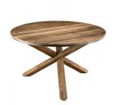 Alida - Table à Manger Ronde Marron 130x130cm Pieds Croisés Teck Recyclé Acacia Mahogany Recyclé