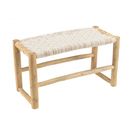 Will - Banc En Branches De Teck Naturel Assise En Macramé Blanc