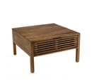 Alix - Table Basse Carrée 70x70cm En Bois De Manguier 2 Tiroirs Ajourés