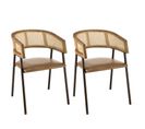 Marcel - Lot De 2 Fauteuils Assise Cuir Dossier En Manguier Et Rotin