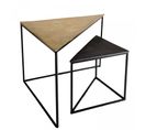 Jonas - Set De 2 Tables Gigognes Triangles Aluminium Doré Et Noir - Pieds Métal Noirs