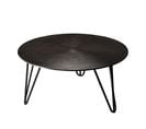 Jonas - Table Basse Ronde 75x75cm Aluminium Noir Pieds Épingles Métal Noir