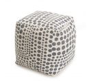 Charles - Pouf Carré 46x46cm Tissu Coton Imprimé Pois Gris