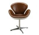 Gaston - Fauteuil Marron Nevada Vintage Cuir Pied Aluminium