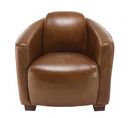 Gaston - Fauteuil Marron Chicago Vintage Cuir Pieds Bois