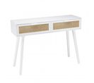 Sandro - Console Blanche 2 Tiroirs Cannage Naturel