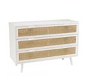 Sandro - Commode Blanche 3 Tiroirs Cannage Naturel