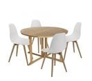 Malo - Salon De Jardin 4 Pers. - 1 Table Ronde 120x120cm Et 4 Chaises Blanches Pieds Couleur Nature