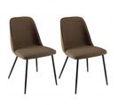 Augustin - Lot De 2 Chaises Tissu Marron Dossier Droit Pieds Acier Noir