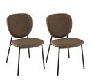 Augustin - Lot De 2 Chaises Tissu Marron Pieds Acier Noir