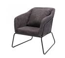 Albane - Fauteuil Tissu Velours Cotelé Gris Anthracite Pieds Évasés Métal