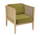 Albane - Fauteuil Cannage Assise Amovible Velours Vert