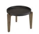 Hans - Table D'appoint 55x52cm Plateau Béton Noir Mat Pieds Acacia