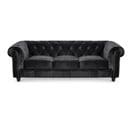 Canapé 3 Places Velours "chesterfield" 207cm Noir