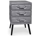 Commode 3 Tiroirs En Simili "strano" 78cm Gris