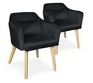 Lot De 2 Fauteuils Velours "scanda" 70cm Noir