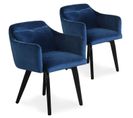 Lot De 2 Fauteuils Velours "scanda" 70cm Bleu