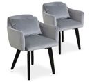 Lot De 2 Fauteuils Velours "scanda" 70cm Argent